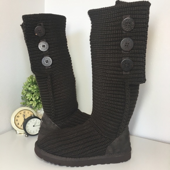 UGG Shoes - UGG Cardy Sweater Three Button Boots size 7 Brown